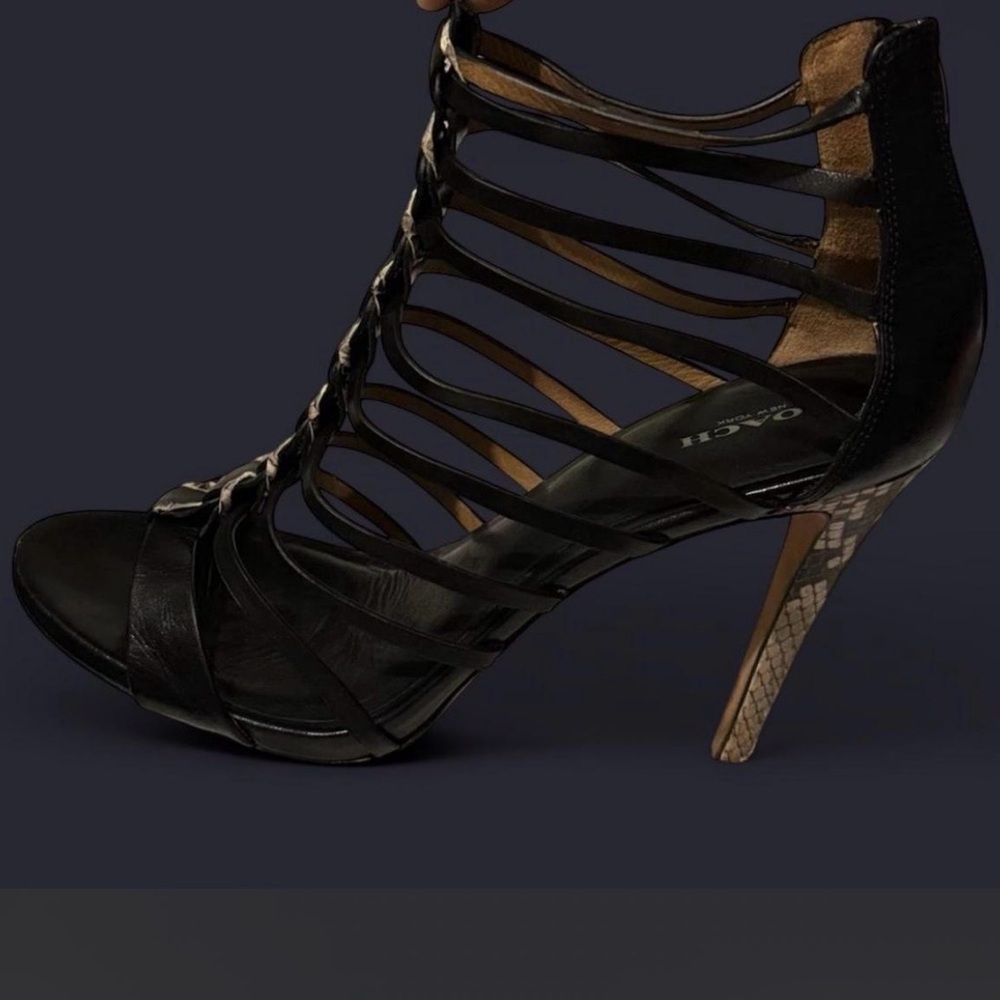 Coach Black Strappy Heels